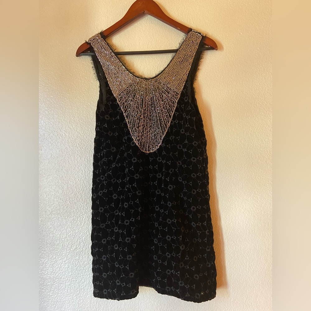 Free People Beaded Bib Velvet Eyelet Floral Dress